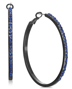 I.n.c. Jet-tone & Blue Crystal Hoop Earrings, Created For Macy's