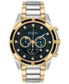 Bulova Men's Chronograph Diamond Accent Two-tone Stainless Steel Bracelet Watch 44mm 98d132, Created For Macy's