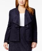 Tahari Asl Plus Size Faux-suede Ruffled Blazer