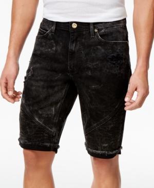 Sean John Men's Straight-fit Stretch Cutoff Denim Moto Shorts