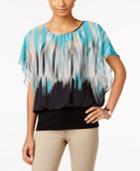 Jm Collection Petite Flutter-sleeve Printed Top, Only At Macy's