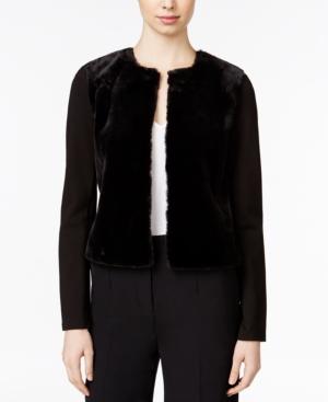 Armani Exchange Faux-fur Mixed-media Jacket