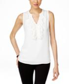 Inc International Concepts Ruffled Split-neck Shell, Only At Macy's