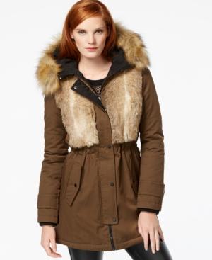 Bar Iii Faux-fur-panel Hooded Anorak