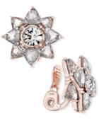 Charter Club Rose Gold-tone Crystal Clip-on Stud Earrings, Created For Macy's