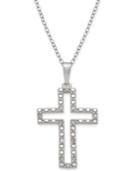 Diamond Cross 18 Pendant Necklace (1/10 Ct. T.w.) In Sterling Silver