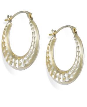 Diamond-cut Hoop Earrings In 10k Gold