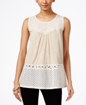 Style & Co. Eyelet-trim Sleeveless Top, Only At Macy's