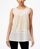 Style & Co. Eyelet-trim Sleeveless Top, Only At Macy's