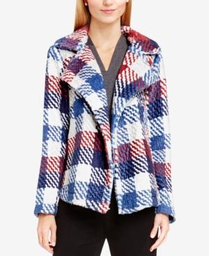 Vince Camuto Open-front Plaid Blazer