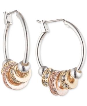 Nine West Silver-tone Rhinestone Slider Small Hoop Earrings
