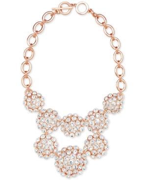 Anne Klein Rose Gold-tone Domed Crystal Cluster Statement Necklace