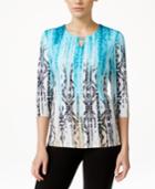 Jm Collection Petite Printed Hardware-keyhole Top, Only At Macy's