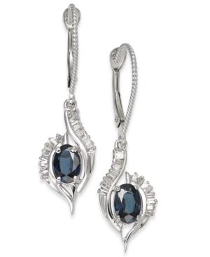 Sapphire (1-3/8 Ct. T.w.) & Diamond (1/3 Ct. T.w.) Drop Earrings In 14k White Gold
