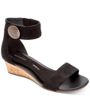 Rockport Women's Total Motion Stone Ankle-strap Wedge Sandals Women's Shoes