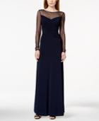 Calvin Klein Illusion Long-sleeve Gown