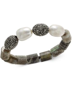 Paul & Pitu Naturally 14k Gold-plated Crystal, Stone & Imitation Pearl Stretch Bracelet
