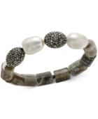Paul & Pitu Naturally 14k Gold-plated Crystal, Stone & Imitation Pearl Stretch Bracelet