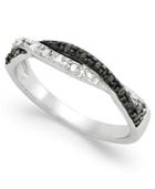 Sterling Silver Ring, Black And White Diamond Weave Ring (1/10 Ct. T.w.)