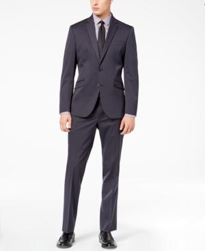 Kenneth Cole Reaction Men's Techni-cole Gunmetal Solid Slim-fit Suit