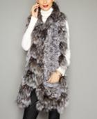 The Fur Vault Fox-trim Knitted Chinchilla Fur Scarf