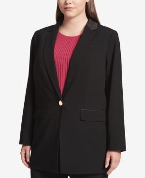 Calvin Klein Plus Size Single-button Satin-trim Blazer