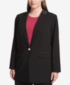 Calvin Klein Plus Size Single-button Satin-trim Blazer