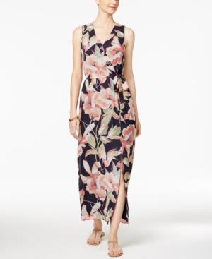 Nine West Printed Self-tie Maxi Dress