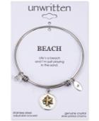Unwritten Life's A Beach Starfish Charm Adjustable Bangle Bracelet In Two-tone Stainless Steel