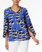 Alfani Petite Printed Envelope-sleeve Blouse, Only At Macy's