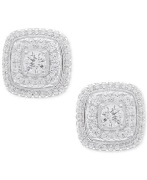 Diamond Halo Square Stud Earrings (1 Ct. T.w.) In 14k White Gold
