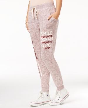 Ultra Flirt Juniors' Heathered Graphic Jogger Pants