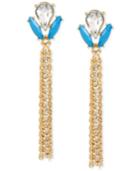 M. Haskell Gold-tone Crystal And Blue Stone Chain Fringe Earrings