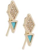 Vera Bradley Gold-tone Pave & Blue Enamel Geometric Drop Earrings
