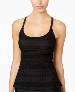 Island Escape Sky Crochet Strappy Tankini Top Women's Swimsuit