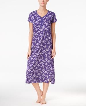 Charter Club V-neck Henley-style Printed Nightgown, Only At Macy's