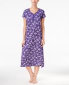 Charter Club V-neck Henley-style Printed Nightgown, Only At Macy's