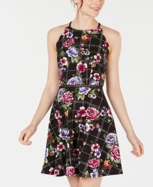 Bcx Juniors' Printed Scalloped Fit & Flare Dress