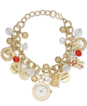 Charter Club Gold-tone Holiday Timepiece Charm Bracelet, Created For Macy's