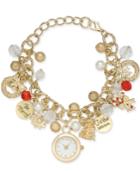 Charter Club Gold-tone Holiday Timepiece Charm Bracelet, Created For Macy's