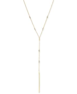 Vince Camuto Gold-tone Clear Bead Single Bar Lariat Necklace