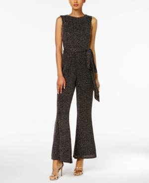 Vince Camuto Belted Metallic V-back Jumpsuit