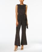 Vince Camuto Belted Metallic V-back Jumpsuit