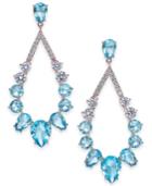 Danori Rose Gold-tone Crystal & Stone Drop Hoop Earrings, Created For Macy's
