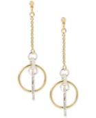 Touch Of Silver Two-tone Multi-ring Drop Earrings