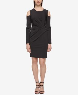 Dkny Cold-shoulder Draped Sheath Dress