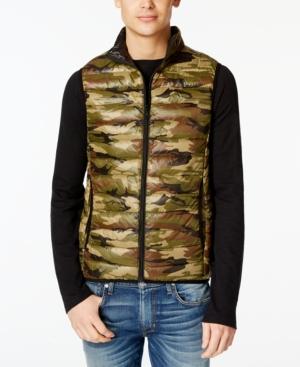 Univibe Men's Christopher Quilted Camouflage-print Stand- Collar Vest