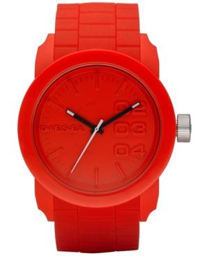 Diesel Men's Double Down Red Silicone Strap Watch 44mm Dz1440