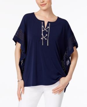 Jm Collection Chain Lace-up Poncho, Created For Macy's