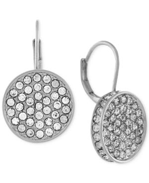 Vince Camuto Silver-tone Crystal Disc Drop Earrings